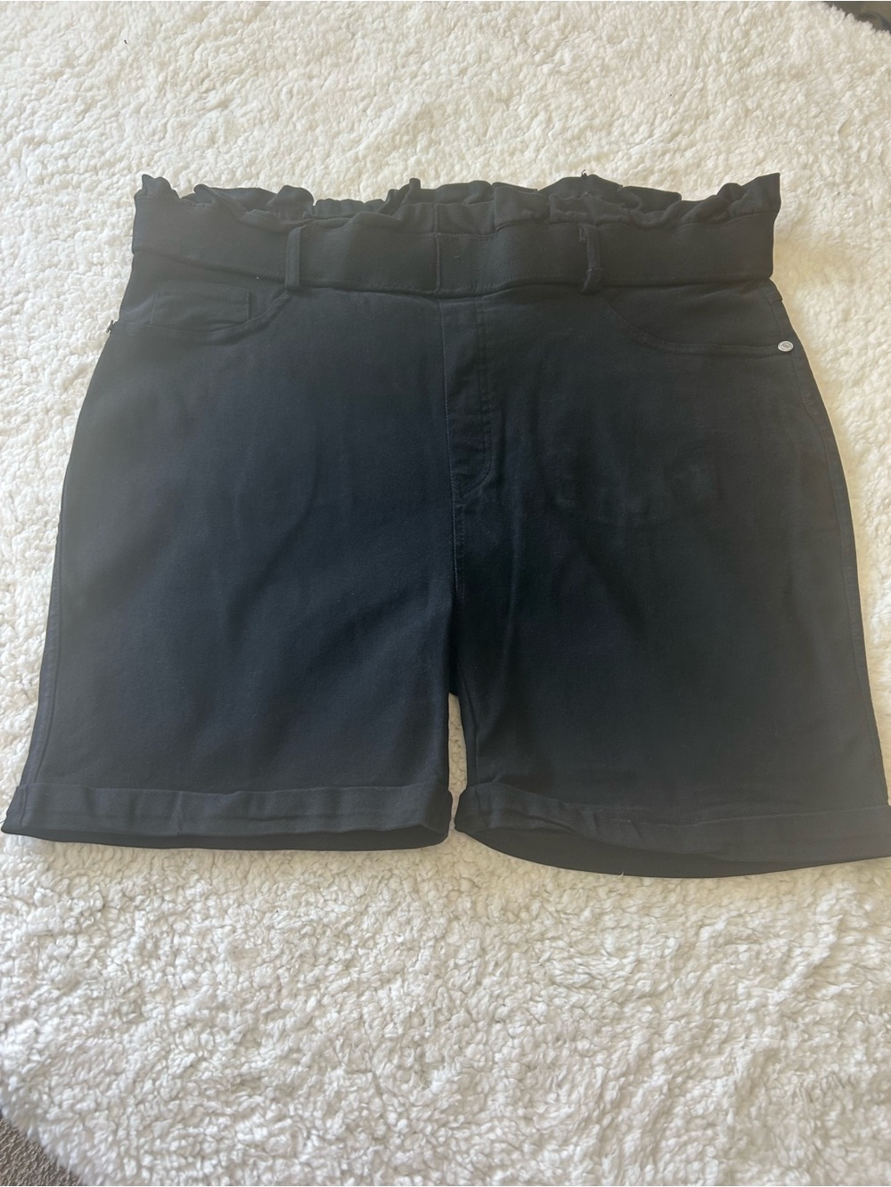 Thrill Black Paperbag Waist Jean Shorts